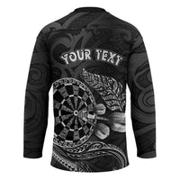 Personalised New Zealand Aotearoa Darts Masters Hockey Jersey Tribal Silver Fern and Ta Moko Dartboard - Polynesian Pride