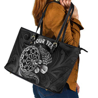 Personalised New Zealand Aotearoa Darts Masters Leather Tote Bag Tribal Silver Fern and Ta Moko Dartboard - Polynesian Pride