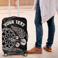 Personalised New Zealand Aotearoa Darts Masters Luggage Cover Tribal Silver Fern and Ta Moko Dartboard - Polynesian Pride