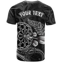 Personalised New Zealand Aotearoa Darts Masters T Shirt Tribal Silver Fern and Ta Moko Dartboard - Polynesian Pride
