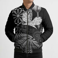 Personalised New Zealand Aotearoa Darts Masters Bomber Puffer Jacket Silver Fern and Maori Spirit - Polynesian Pride