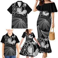 Personalised New Zealand Aotearoa Darts Masters Family Matching Mermaid Dress and Hawaiian Shirt Silver Fern and Maori Spirit - Polynesian Pride