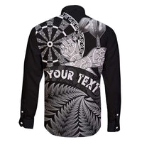 Personalised New Zealand Aotearoa Darts Masters Family Matching Short Sleeve Bodycon Dress and Hawaiian Shirt Silver Fern and Maori Spirit - Polynesian Pride
