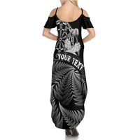 Personalised New Zealand Aotearoa Darts Masters Family Matching Summer Maxi Dress and Hawaiian Shirt Silver Fern and Maori Spirit - Polynesian Pride