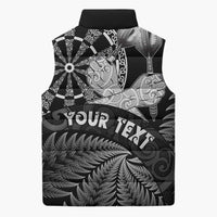 Personalised New Zealand Aotearoa Darts Masters Sleeveless Puffer Jacket Silver Fern and Maori Spirit - Polynesian Pride