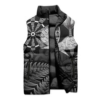Personalised New Zealand Aotearoa Darts Masters Sleeveless Puffer Jacket Silver Fern and Maori Spirit - Polynesian Pride