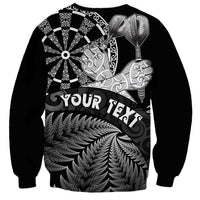 Personalised New Zealand Aotearoa Darts Masters Sweatshirt Silver Fern and Maori Spirit - Polynesian Pride