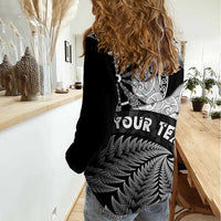 Personalised New Zealand Aotearoa Darts Masters Women Casual Shirt Silver Fern and Maori Spirit - Polynesian Pride