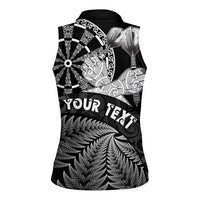 Personalised New Zealand Aotearoa Darts Masters Women Sleeveless Polo Shirt Silver Fern and Maori Spirit - Polynesian Pride