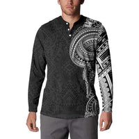 Traditional Polynesian Art Tattoos Button Sweatshirt Black Color - Polynesian Pride