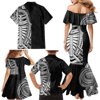 Traditional Polynesian Art Tattoos Family Matching Mermaid Dress and Hawaiian Shirt Black Color - Polynesian Pride