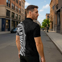 Traditional Polynesian Art Tattoos Zipper Polo Shirt Black Color - Polynesian Pride