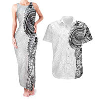 Traditional Polynesian Art Tattoos Couples Matching Tank Maxi Dress and Hawaiian Shirt White Color - Polynesian Pride