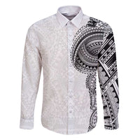 Traditional Polynesian Art Tattoos Family Matching Short Sleeve Bodycon Dress and Hawaiian Shirt White Color - Polynesian Pride