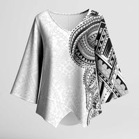 Traditional Polynesian Art Tattoos Kimono Sleeve Blouse White Color - Polynesian Pride