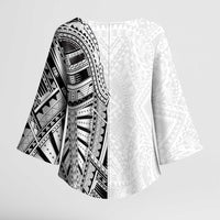Traditional Polynesian Art Tattoos Kimono Sleeve Blouse White Color - Polynesian Pride