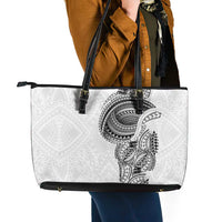 Traditional Polynesian Art Tattoos Leather Tote Bag White Color - Polynesian Pride
