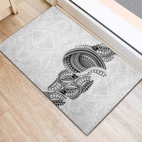 Traditional Polynesian Art Tattoos Rubber Doormat White Color - Polynesian Pride