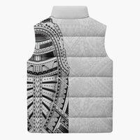 Traditional Polynesian Art Tattoos Sleeveless Puffer Jacket White Color - Polynesian Pride