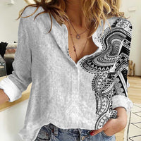 Traditional Polynesian Art Tattoos Women Casual Shirt White Color - Polynesian Pride