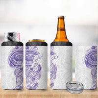 Traditional Polynesian Art Tattoos 4 in 1 Can Cooler Tumbler Purple Color - Polynesian Pride