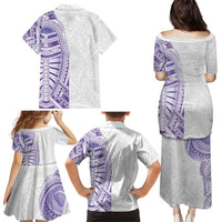 Traditional Polynesian Art Tattoos Family Matching Puletasi and Hawaiian Shirt Purple Color - Polynesian Pride