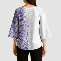 Traditional Polynesian Art Tattoos Kimono Sleeve Blouse Purple Color - Polynesian Pride