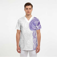 Traditional Polynesian Art Tattoos Scrub Top Purple Color - Polynesian Pride
