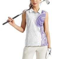 Traditional Polynesian Art Tattoos Women Sleeveless Polo Shirt Purple Color - Polynesian Pride