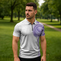 Traditional Polynesian Art Tattoos Zipper Polo Shirt Purple Color - Polynesian Pride