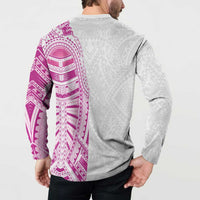 Traditional Polynesian Art Tattoos Button Sweatshirt Pink Color - Polynesian Pride