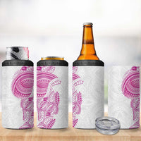 Traditional Polynesian Art Tattoos 4 in 1 Can Cooler Tumbler Pink Color - Polynesian Pride