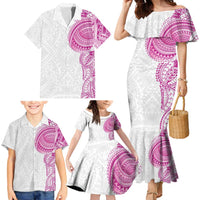 Traditional Polynesian Art Tattoos Family Matching Mermaid Dress and Hawaiian Shirt Pink Color - Polynesian Pride