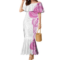 Traditional Polynesian Art Tattoos Family Matching Mermaid Dress and Hawaiian Shirt Pink Color - Polynesian Pride