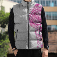 Traditional Polynesian Art Tattoos Sleeveless Puffer Jacket Pink Color - Polynesian Pride