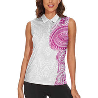 Traditional Polynesian Art Tattoos Women Sleeveless Polo Shirt Pink Color - Polynesian Pride