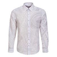 Lotu Tamaiti Family Matching Long Sleeve Bodycon Dress and Hawaiian Shirt Traditional Samoan Art Tattoos LT03 Dad's Shirt - Long Sleeve White - Polynesian Pride