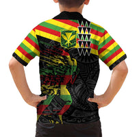 Kanaka Maoli Running Family Matching Puletasi and Hawaiian Shirt Kakau Pattern with Kanaka Maoli Flag Color