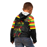 Kanaka Maoli Running Kid Hoodie Kakau Pattern with Kanaka Maoli Flag Color