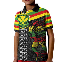 Kanaka Maoli Running Kid Polo Shirt Kakau Pattern with Kanaka Maoli Flag Color LT03 Kid Black - Polynesian Pride
