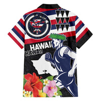 Honolulu Running Race Family Matching Long Sleeve Bodycon Dress and Hawaiian Shirt Hawaii Marathon Kakau Art with Hibiscus and National Flag Style