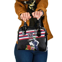 Honolulu Running Race Shoulder Handbag Hawaii Marathon Kakau Art with Hibiscus and National Flag Style LT03 One Size Blue and White - Polynesian Pride