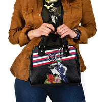 Honolulu Running Race Shoulder Handbag Hawaii Marathon Kakau Art with Hibiscus and National Flag Style LT03 - Polynesian Pride