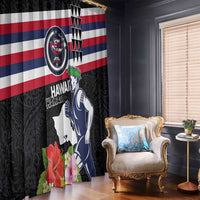 Honolulu Running Race Window Curtain Hawaii Marathon Kakau Art with Hibiscus and National Flag Style LT03 - Polynesian Pride