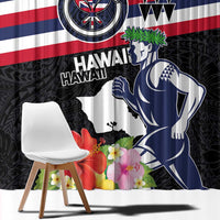 Honolulu Running Race Window Curtain Hawaii Marathon Kakau Art with Hibiscus and National Flag Style LT03 - Polynesian Pride