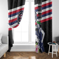 Honolulu Running Race Window Curtain Hawaii Marathon Kakau Art with Hibiscus and National Flag Style LT03 - Polynesian Pride