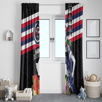 Honolulu Running Race Window Curtain Hawaii Marathon Kakau Art with Hibiscus and National Flag Style LT03 - Polynesian Pride