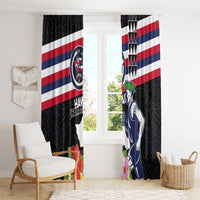Honolulu Running Race Window Curtain Hawaii Marathon Kakau Art with Hibiscus and National Flag Style LT03 - Polynesian Pride