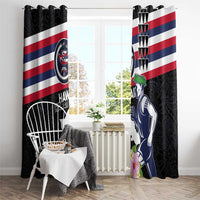 Honolulu Running Race Window Curtain Hawaii Marathon Kakau Art with Hibiscus and National Flag Style LT03 - Polynesian Pride
