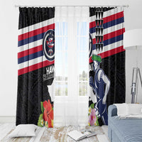 Honolulu Running Race Window Curtain Hawaii Marathon Kakau Art with Hibiscus and National Flag Style LT03 - Polynesian Pride